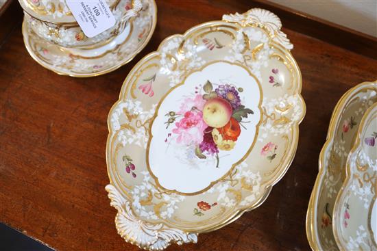 An extensive Coalport dessert service, c.1825, 45 pieces including covers